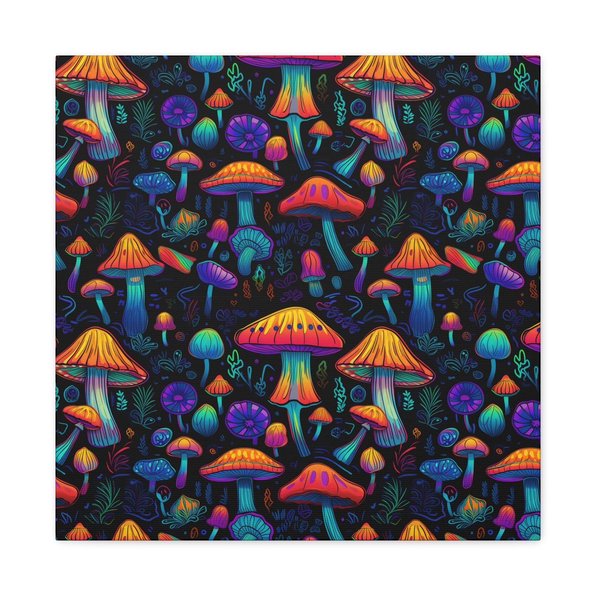 Neon Nostalgia Fungi Canvas Print Art