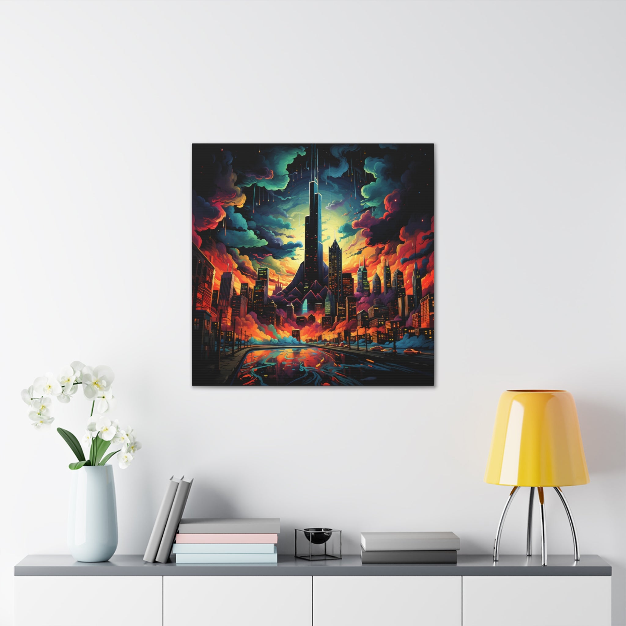 Psychedelic Metropolis Canvas Print Art